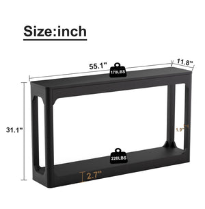 English Elm 55.1-inch Curved Leg Console Table Slim Matte Engineered Wood Entryway Sofa Accent Black W1162P487831