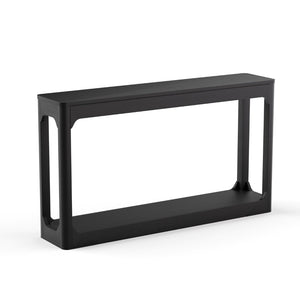 English Elm 55.1-inch Curved Leg Console Table Slim Matte Engineered Wood Entryway Sofa Accent Black W1162P487831