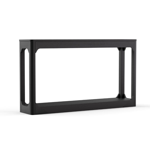 English Elm 55.1-inch Curved Leg Console Table Slim Matte Engineered Wood Entryway Sofa Accent Black W1162P487831
