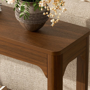 English Elm 55.1-inch Curved Leg Console Table Slim Matte Engineered Wood Entryway Sofa Accent Walnut W1162P487832