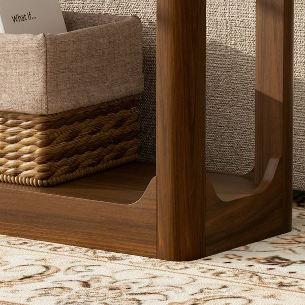 English Elm 55.1-inch Curved Leg Console Table Slim Matte Engineered Wood Entryway Sofa Accent Walnut W1162P487832