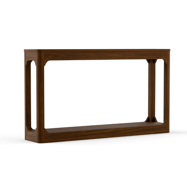 English Elm 55.1-inch Curved Leg Console Table Slim Matte Engineered Wood Entryway Sofa Accent Walnut W1162P487832