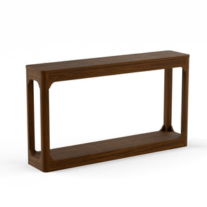 English Elm 55.1-inch Curved Leg Console Table Slim Matte Engineered Wood Entryway Sofa Accent Walnut W1162P487832