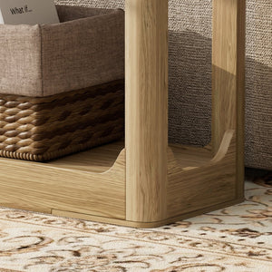 English Elm 55.1-inch Curved Leg Console Table Slim Matte Engineered Wood Entryway Sofa Accent Natural W1162P487833