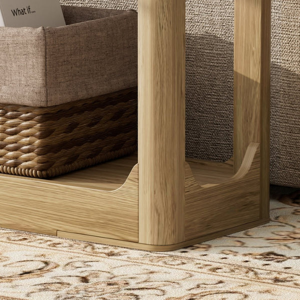 English Elm 55.1-inch Curved Leg Console Table Slim Matte Engineered Wood Entryway Sofa Accent Natural W1162P487833