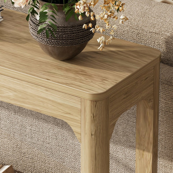 English Elm 55.1-inch Curved Leg Console Table Slim Matte Engineered Wood Entryway Sofa Accent Natural W1162P487833