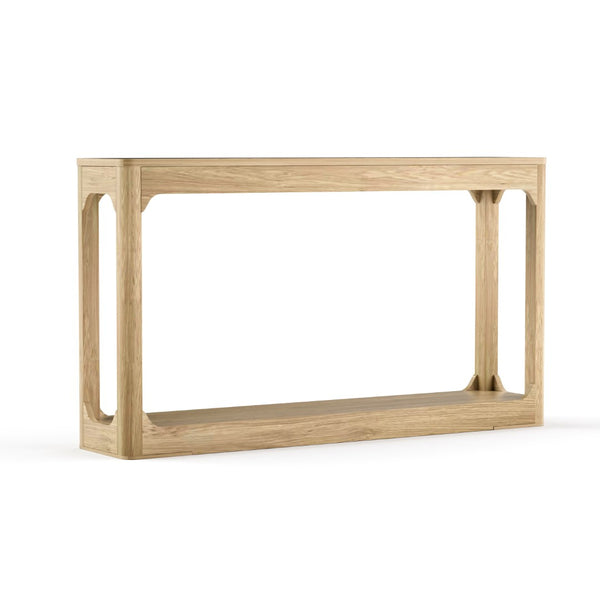 English Elm 55.1-inch Curved Leg Console Table Slim Matte Engineered Wood Entryway Sofa Accent Natural W1162P487833