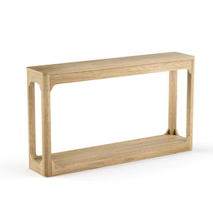 English Elm 55.1-inch Curved Leg Console Table Slim Matte Engineered Wood Entryway Sofa Accent Natural W1162P487833