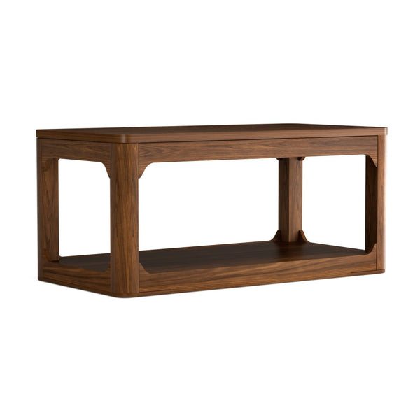 English Elm 3-piece Two-tier Shelving Coffee and Side Table Set for Modern Living Spaces Walnut W1162P491980