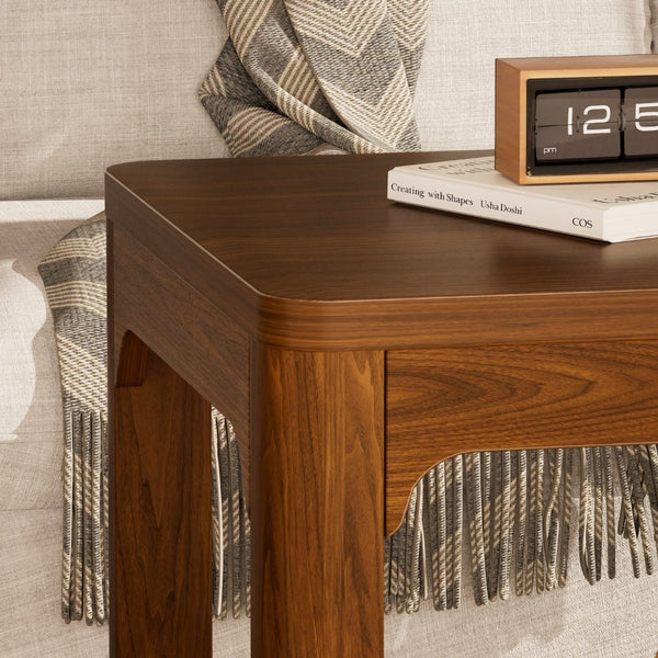 English Elm 3-piece Two-tier Shelving Coffee and Side Table Set for Modern Living Spaces Walnut W1162P491980