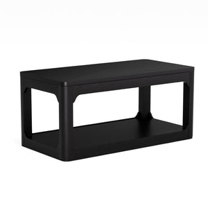 English Elm 3-piece Two-tier Shelving Coffee and Side Table Set for Modern Living Spaces Black W1162P491981