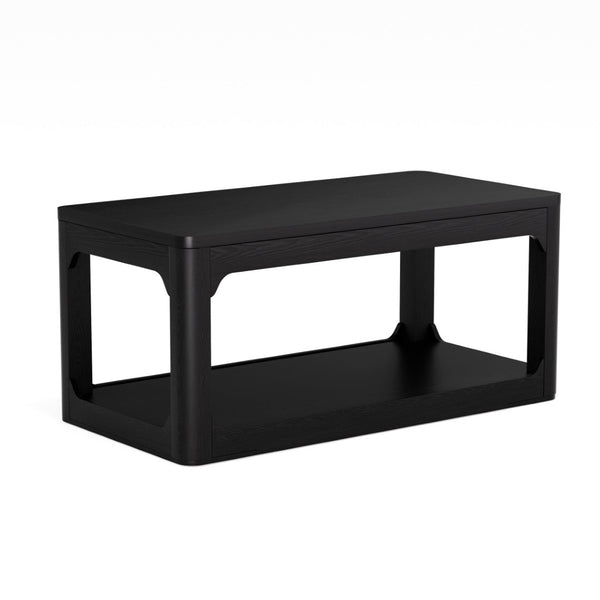 English Elm 3-piece Two-tier Shelving Coffee and Side Table Set for Modern Living Spaces Black W1162P491981