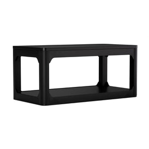 English Elm 3-piece Two-tier Shelving Coffee and Side Table Set for Modern Living Spaces Black W1162P491981
