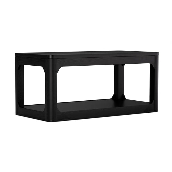 English Elm 3-piece Two-tier Shelving Coffee and Side Table Set for Modern Living Spaces Black W1162P491981