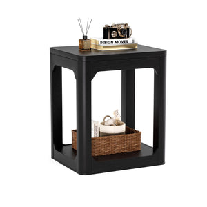 English Elm 3-piece Two-tier Shelving Coffee and Side Table Set for Modern Living Spaces Black W1162P491981