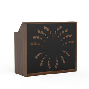 English Elm 46.5Inch Reception Desk with Geometric Cutout Front Walnut Finish and Built-In Cable Management Walnut+Black W1162P511617
