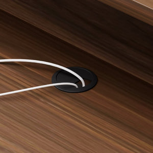 English Elm 46.5Inch Reception Desk with Geometric Cutout Front Walnut Finish and Built-In Cable Management Walnut+Black W1162P511617