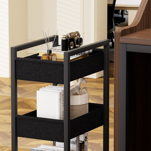 English Elm 46.5Inch Reception Desk with Geometric Cutout Front Walnut Finish and Built-In Cable Management Walnut+Black W1162P511617