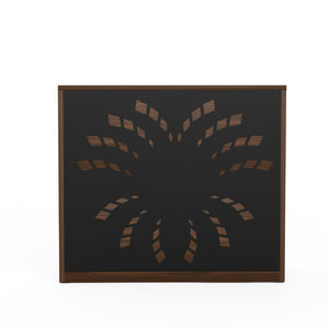 English Elm 46.5Inch Reception Desk with Geometric Cutout Front Walnut Finish and Built-In Cable Management Walnut+Black W1162P511617