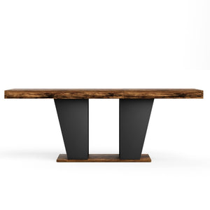 English Elm 78.7Rustic-Style Extendable Wood Dining Table with Side Shelves Seats 10 Industrial Rustic Brown+Black W1162P511649