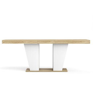 English Elm 78.7Rustic-Style Extendable Wood Dining Table with Side Shelves Seats 10 Industrial Natural+White W1162P511651