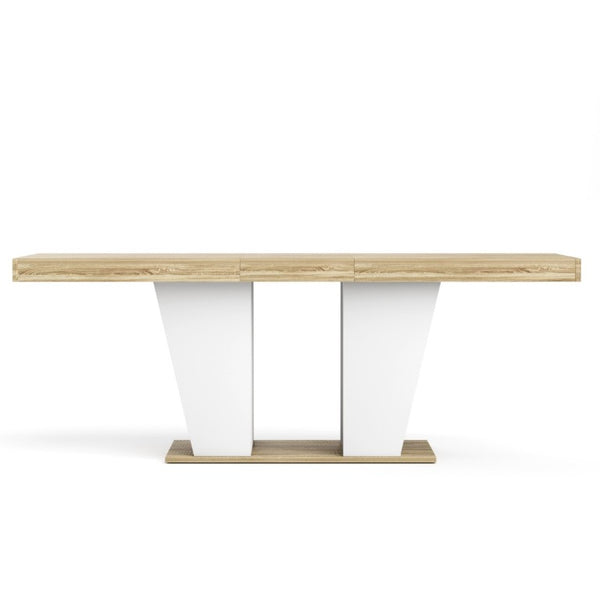 English Elm 78.7Rustic-Style Extendable Wood Dining Table with Side Shelves Seats 10 Industrial Natural+White W1162P511651