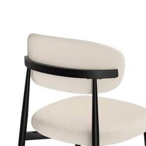 English Elm Set of 2 Modern Farmhouse Dining Chairs Upholstered Curved Back Matte Metal Legs White+Black W1162P521925
