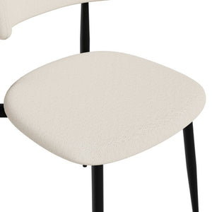 English Elm Set of 2 Modern Farmhouse Dining Chairs Upholstered Curved Back Matte Metal Legs White+Black W1162P521925