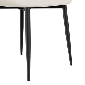 English Elm Set of 2 Modern Farmhouse Dining Chairs Upholstered Curved Back Matte Metal Legs White+Black W1162P521925