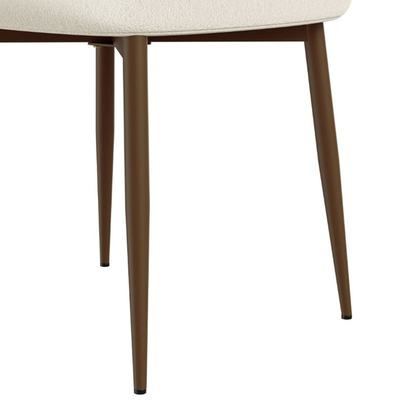 English Elm Set of 2 Modern Farmhouse Dining Chairs Upholstered Curved Back Matte Metal Legs White+Walnut W1162P521927