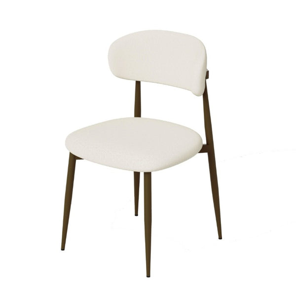 English Elm Set of 2 Modern Farmhouse Dining Chairs Upholstered Curved Back Matte Metal Legs White+Walnut W1162P521927