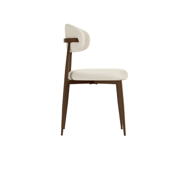 English Elm Set of 2 Modern Farmhouse Dining Chairs Upholstered Curved Back Matte Metal Legs White+Walnut W1162P521927