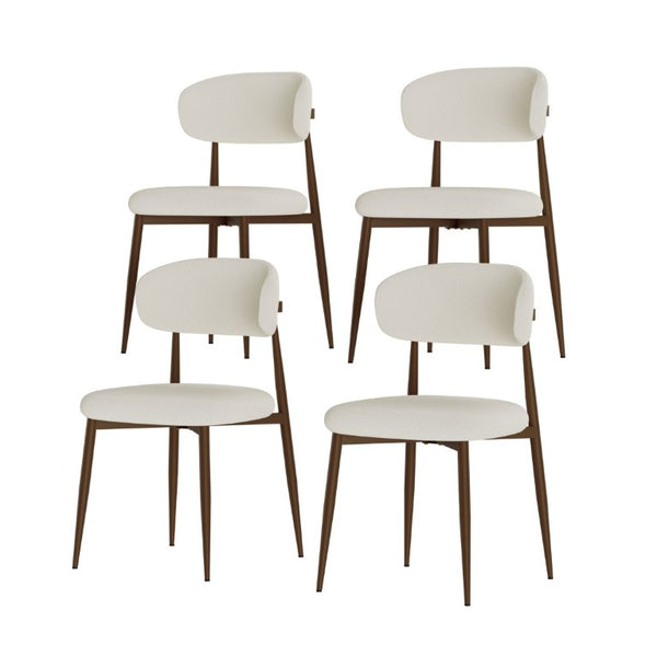 English Elm Set of 2 Modern Farmhouse Dining Chairs Upholstered Curved Back Matte Metal Legs White+Walnut W1162P521927