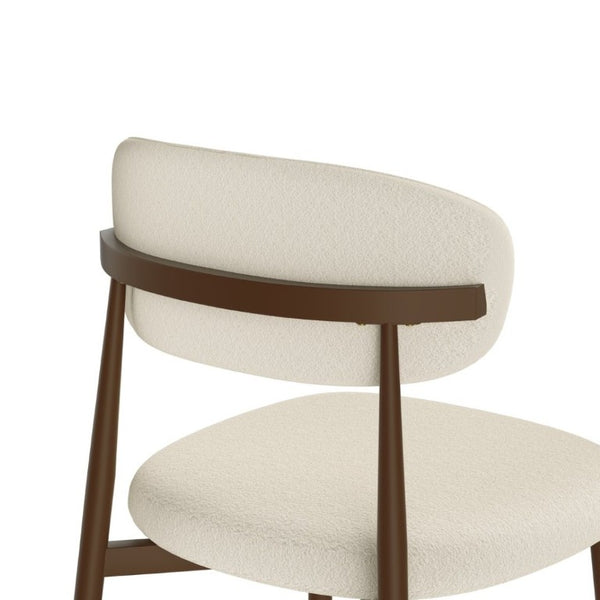 English Elm Set of 2 Modern Farmhouse Dining Chairs Upholstered Curved Back Matte Metal Legs White+Walnut W1162P521927