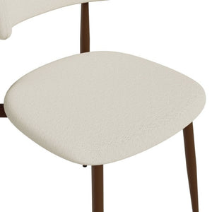 English Elm Set of 2 Modern Farmhouse Dining Chairs Upholstered Curved Back Matte Metal Legs White+Walnut W1162P521927