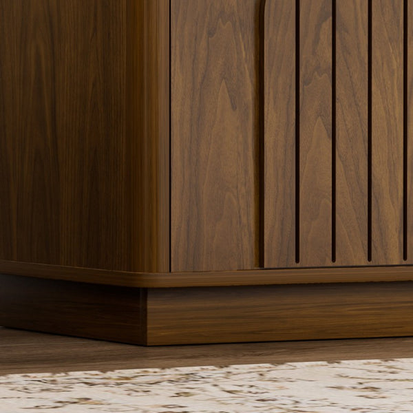 English Elm 63.7Sideboard,storage Cabinet LED Lighting Walnut Grain Arched Doors Modern Living Room W1162P534298