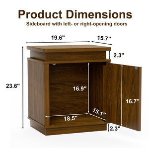 English Elm 63.7Sideboard,storage Cabinet LED Lighting Walnut Grain Arched Doors Modern Living Room W1162P534298