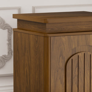 English Elm Two-Piece Mid-Century Nightstand Set with LED Lighting and Magnetic Push-Open Cabinet Doors Walnut 1 Piece W1162P534302