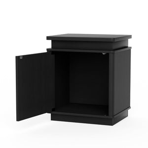 English Elm Bedside Cabinet with Arched Panel Doors LED Lighting and Push Open Storage W1162P534304