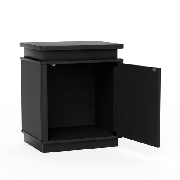English Elm Bedside Cabinet with Arched Panel Doors LED Lighting and Push Open Storage W1162P534304