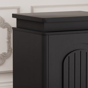 English Elm Bedside Cabinet with Arched Panel Doors LED Lighting and Push Open Storage W1162P534304