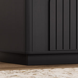 English Elm Bedside Cabinet with Arched Panel Doors LED Lighting and Push Open Storage W1162P534304