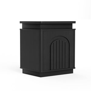 English Elm Bedside Cabinet with Arched Panel Doors LED Lighting and Push Open Storage W1162P534304