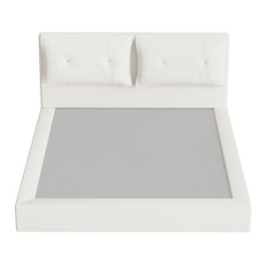 English Elm Airframe Cloud Bed Queen Chenille Upholstered Frame with Foam Edged Low Profile Design White W1162P549508