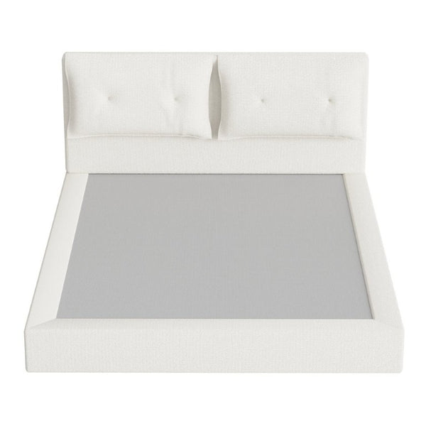 English Elm Airframe Cloud Bed Queen Chenille Upholstered Frame with Foam Edged Low Profile Design White W1162P549508