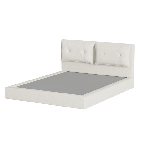 English Elm Airframe Cloud Bed Queen Chenille Upholstered Frame with Foam Edged Low Profile Design White W1162P549508