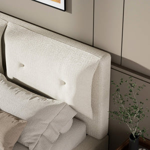 English Elm Airframe Cloud Bed Queen Chenille Upholstered Frame with Foam Edged Low Profile Design White W1162P549508