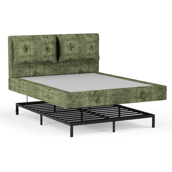 English Elm Airframe Cloud Bed Queen Chenille Upholstered Frame with Foam Edged Low Profile Design Green W1162P549521