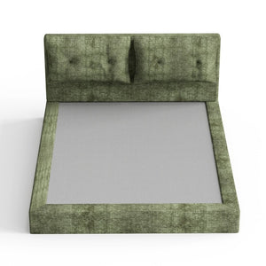 English Elm Airframe Cloud Bed Queen Chenille Upholstered Frame with Foam Edged Low Profile Design Green W1162P549521
