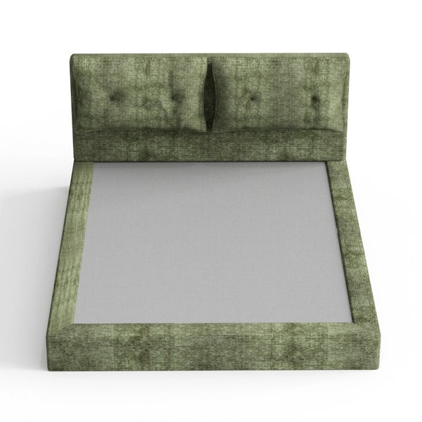 English Elm Airframe Cloud Bed Queen Chenille Upholstered Frame with Foam Edged Low Profile Design Green W1162P549521